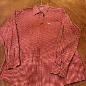 Cinch Red and White Patterned Button Down Shirt